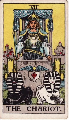 VII. Le Chariot — Cancer. Tarot Rider–Waite, 1909