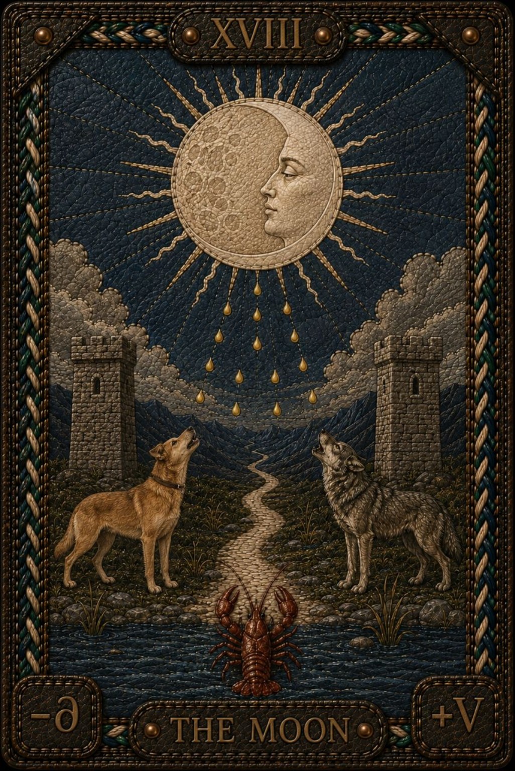 XVIII. La Lune — Poissons. Images du tarot utilisé dans cette édition